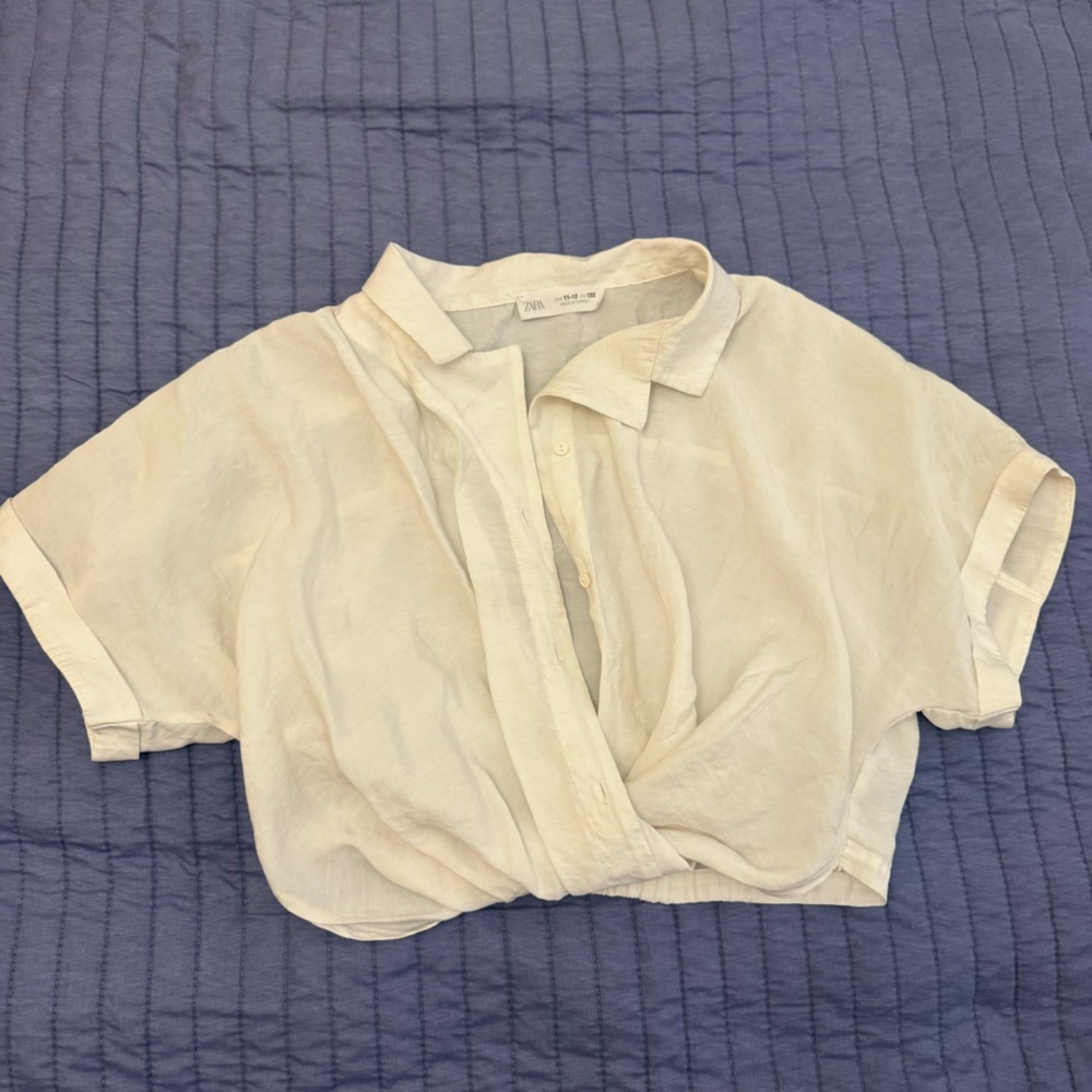 Zara Kids Cream Cropped Blouse